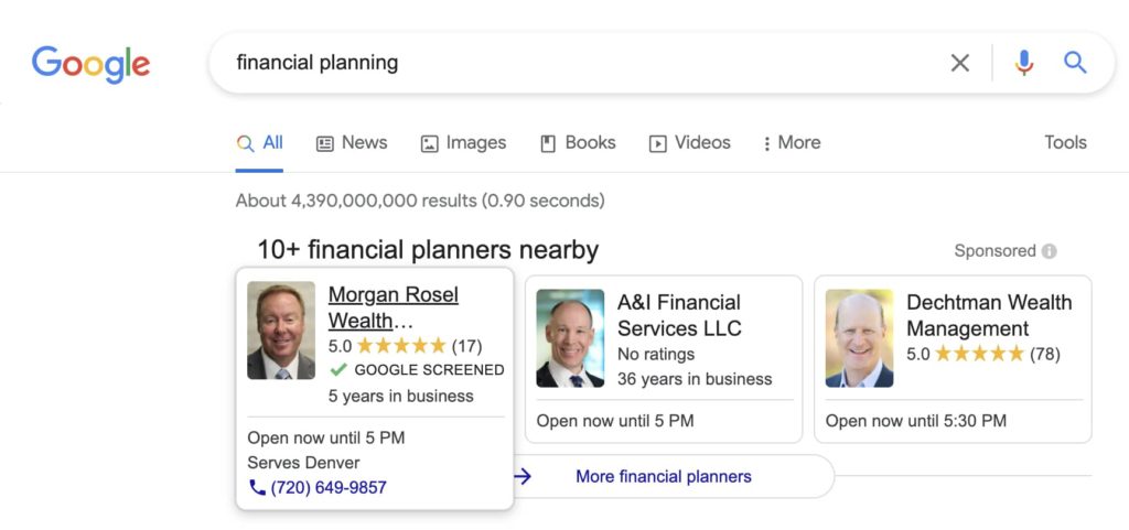 screenshot of Google Screened Local Services Ads