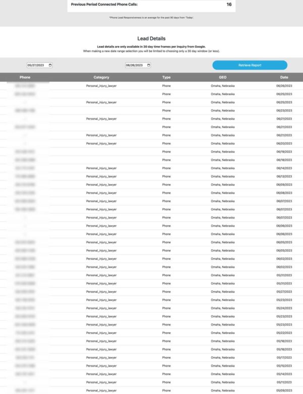 LSA Dashboard Lead Details