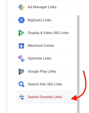 Screenshot of where to find Search Console Links in Google Analytics 4 | Twelve Three Media