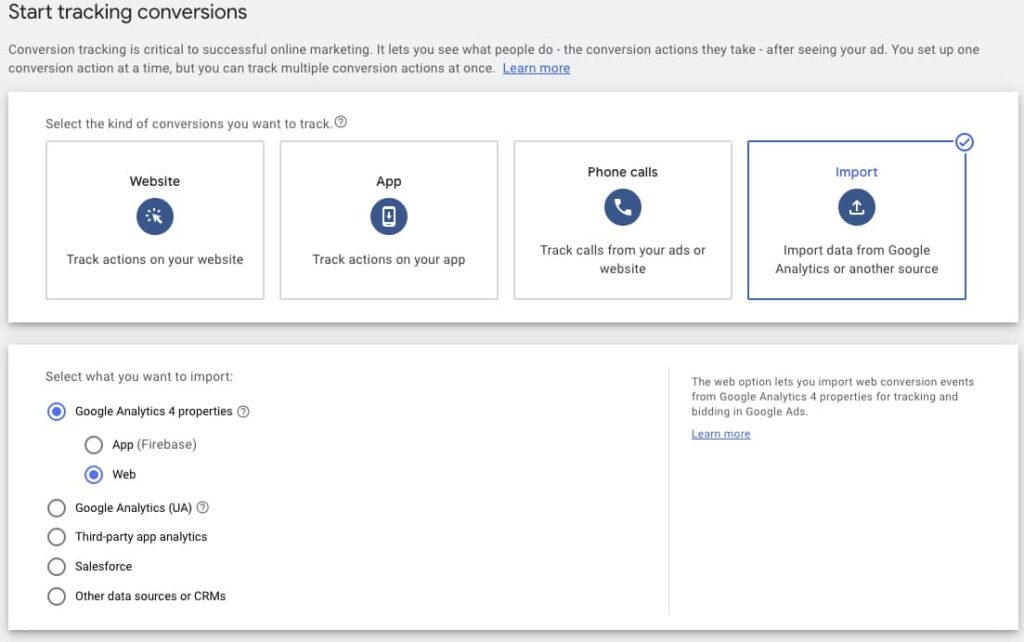 Screenshot of where to start tracking conversions in Google Analytics 4 | Twelve Three Media