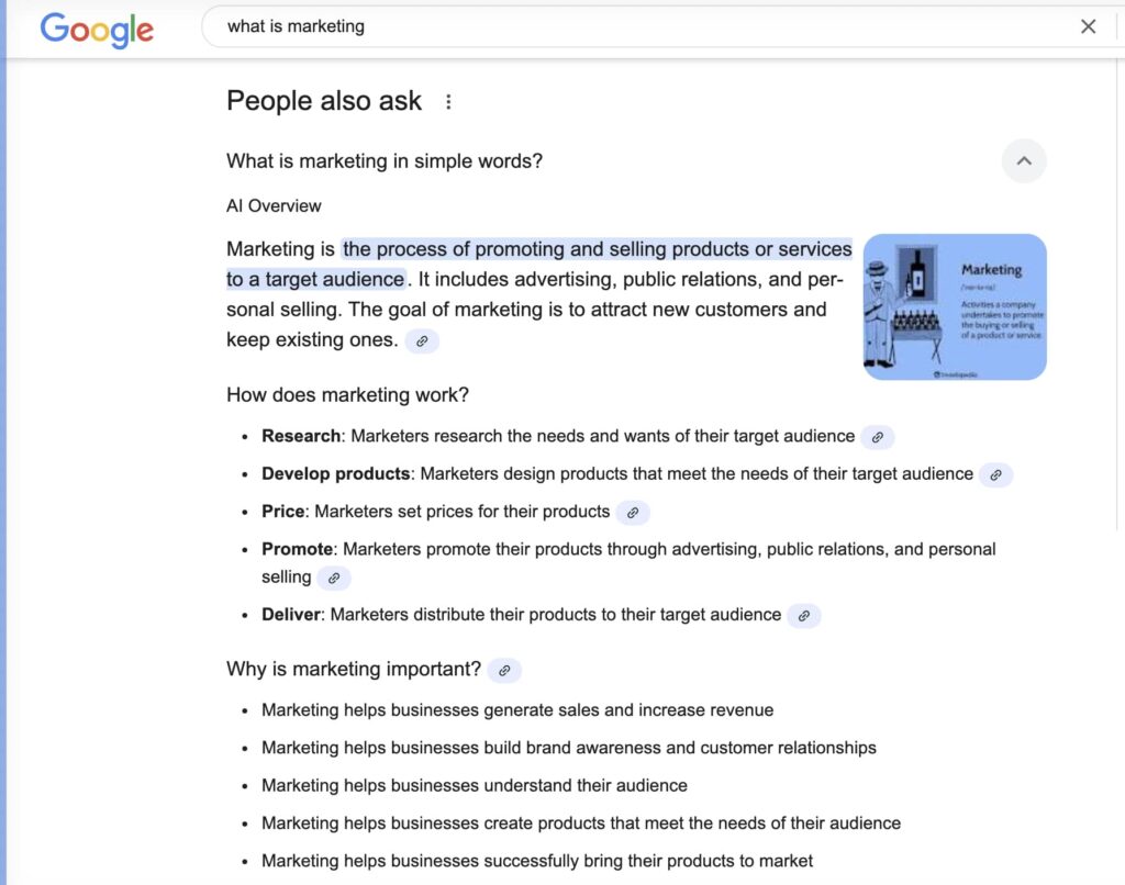 Screenshot of AI overview in Google's 'People also ask' | Twelve Three Media